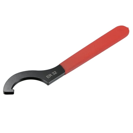 

C Hook Spanner Wrench for Lathe Clamping ER32 Collet Chuck Nut w Red Non-slip Handle