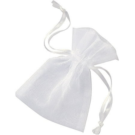 Organza Favor Pouches, 4 x 3 in, White, 4ct