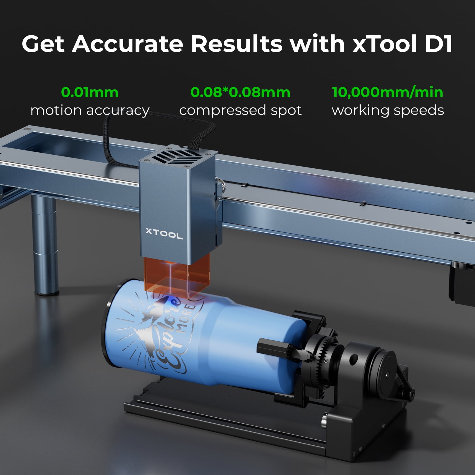 xTool Rotary Attachment-RA2 Pro for M1 + Risers– Ultimate 3D Printing Store