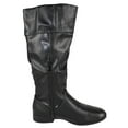 thumbnail image 3 of Forever Women Flat Heel Slouchy Mid-Calf Basic Light Weight Boots Side Zipper Hidden Elastic Opening GENTLE-61 Black PU 8, 3 of 4