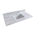 thumbnail image 2 of 43‘’x22" bathroom stone vanity top engineered stone carrara white marble color with rectangle undermount ceramic sink and faucet hole with back splash, 2 of 8