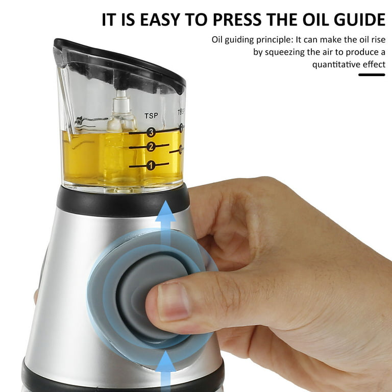 Lieonvis Oil Dispenser Bottle 17oz Olive Oil Sprayer Clear Glass Refillable Oil and Vinegar Dispenser Bottle with Measuring Scale Pump for Kitchen