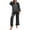 Black, variant on Women's Classic Button Down Satin Silk Pajama Set - Long Sleeve Top & Pants for Sleepwear/Loungewear