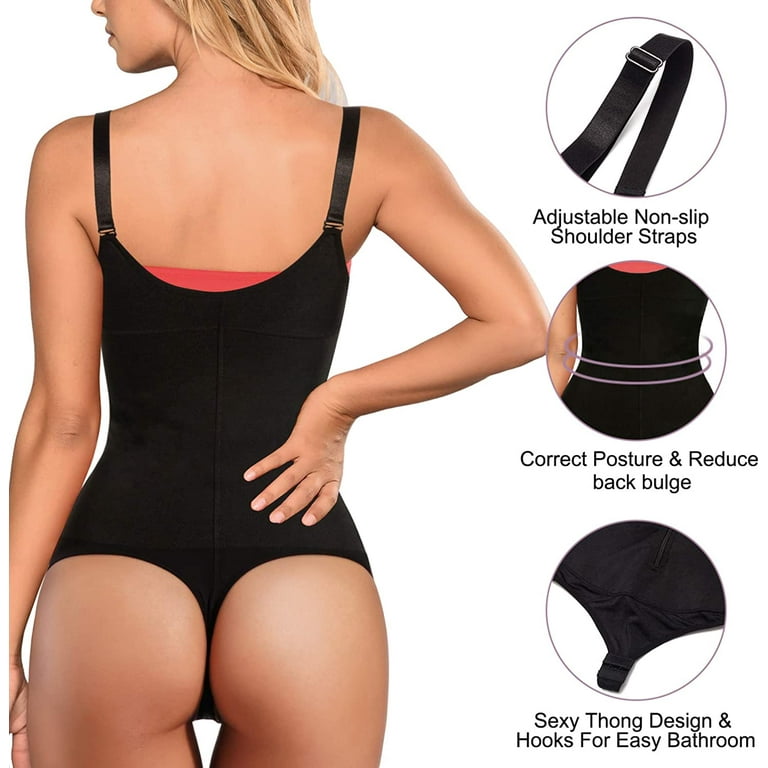 Nebility Women Shapewear Bodysuit Latex Waist Trainer Full Body Shaper  Tummy Control Fajas Colombianas Zipper Open Bust Corset(Black,3XL) 