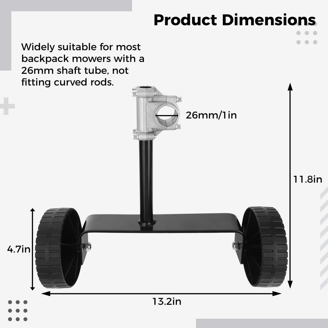 Weed Wacker Wheel Attachment, Adjustable Support Wheels Auxiliary, Mower Attachment for Weed Trimmer Gas String Trimmer Electric Brushcutter with 1-1.1inch Shaft Tube