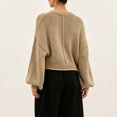 thumbnail image 5 of Edvintorg Pullover Sweaters for Women Solid Color Crew Neck Cropped Sweater Long Sleeve Loose Pullover Top Clothes Women Khaki M, 5 of 5