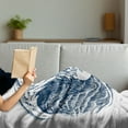 thumbnail image 3 of Sea Soft Flannel Fleece Blanket, Hokusai Inspired Atlantic Ocean Wave Colored Marine Hand Drawn Sketch Plain Background, Cozy Plush for Indoor and Outdoor Use, 50" x 70", Night Blue, by Ambesonne, 3 of 5