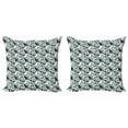 thumbnail image 1 of Ambesonne Floral Throw Pillow Cover 2 Pack, Exotic Hibiscus on Stripes, 16", Grey White Teal, 1 of 2