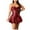 Wine, variant on HBYJLZYG Leather Dresses For Women, Women's Sweetheart Neckline Lace Up A-Line Spaghetti Strap Mini Dress