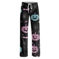 thumbnail image 4 of Pajama Pants Women Halloween Pumpkin Print Soft Stretch Drawstring Comfy Sleepwear Pants, 4 of 5