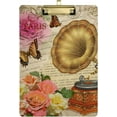 thumbnail image 1 of FMSHPON Vintage Rose Gramophone Clipboard Hardboard Wood Nursing Clip Board and Pull for Standard A4 Letter 13x9 inches, 1 of 7