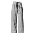 thumbnail image 4 of Uaswgudfs Women's Striped Wide Leg Pants, Elastic Waist Drawstring Pockets Full Length Casual Trousers for Beach Vacation Daily Lounge Wear, 4 of 9