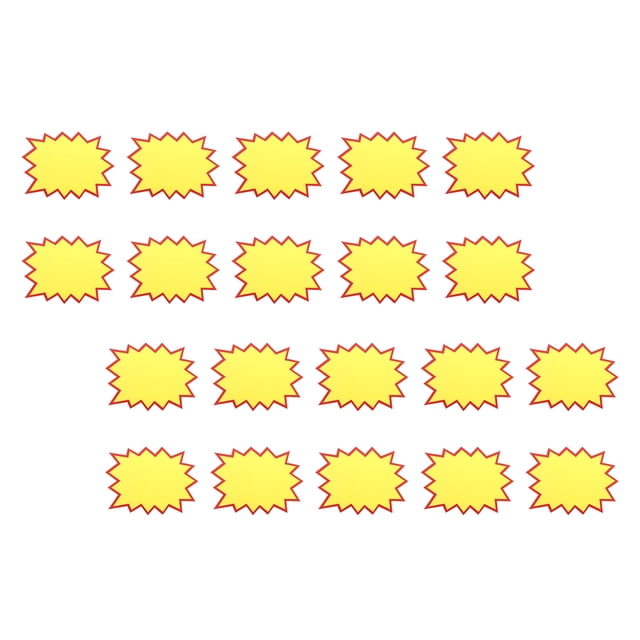 Uxcell 100 Pcs 7.1"x5.5" Star Burst Signs Blank Tags for Retail Store, Yellow