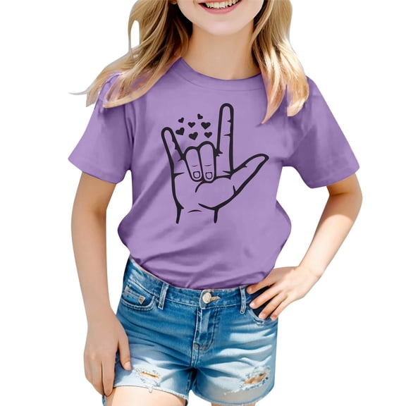Gelikeya Tween Shirts for Girls Size 10-11 100 Days of School Shirt Short Sleeve Graphic Tee Soft Comfortable Valentines Shirt Summer Clothing Purple 10-11 Years