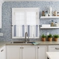 thumbnail image 6 of Half Window Curtains 24 Inches Long, Abstract Geometric Blue Stripe, Window Treatment Curtain Drapes, White Backdrop Short Curtains Tiers for Kitchen Over Sink, 27.5"x24", 2 Panels, 6 of 7