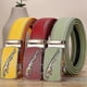 thumbnail image 2 of Men's Earth Green Leather Belt Yellow Cowhide Red Automatic Buckle Belt Blue White Orange Color Pant Belt, 2 of 4