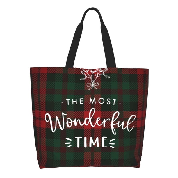 Disketp Wonderful Time Christmas Bolsa Tote Estampada para Mujer, Bolso de Hombro y de Mano para Compras y Viajes
