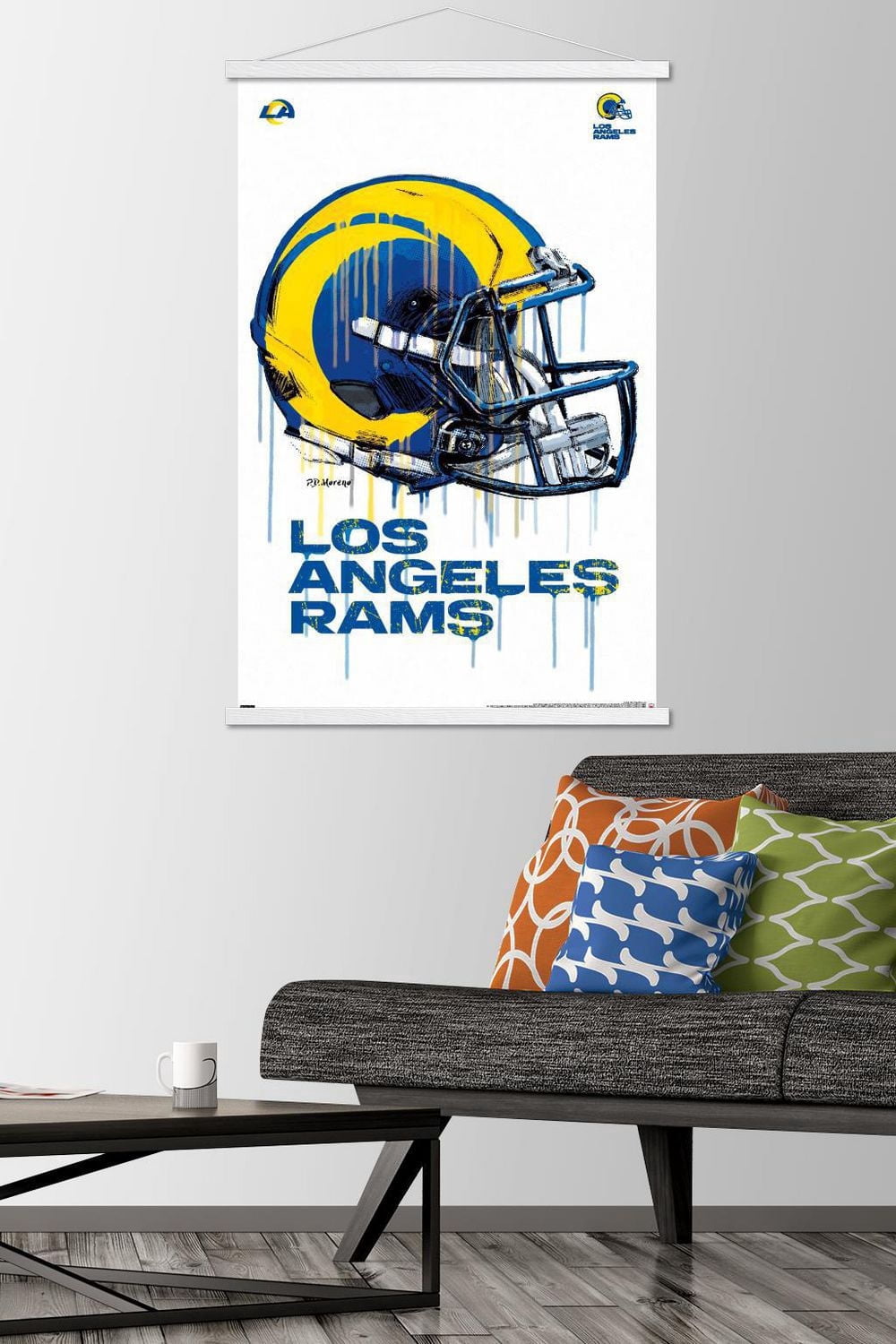 NFL Los Angeles Rams - Drip Helmet 20 Wall Poster, 14.725" x 22.375" Framed