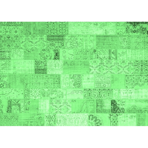 Ahgly Company Indoor Rectangle Patchwork Emerald Green Transitional Area Rugs, 6' x 9'
