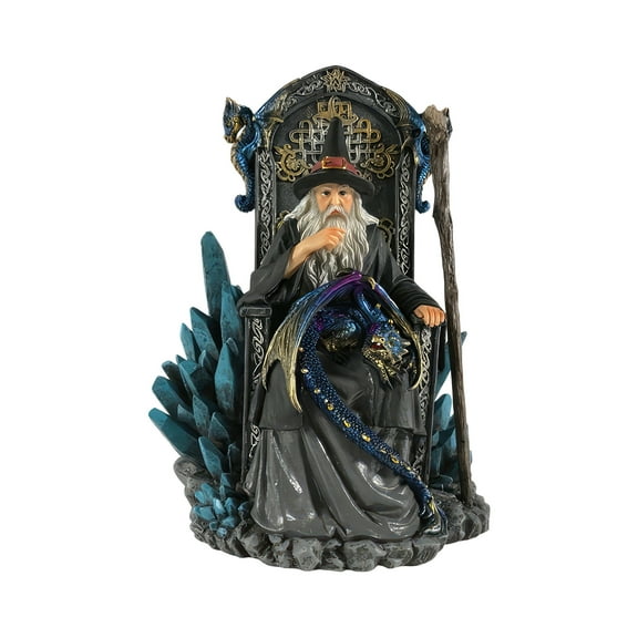 FC Design 7.5"H Wizard with Blue Dragon in Arm Chair Figurine Statue Sculpture Ornament Decoration Home/Room Decor and Unique Gift Ideas for Housewarming, Holidays and Birthdays