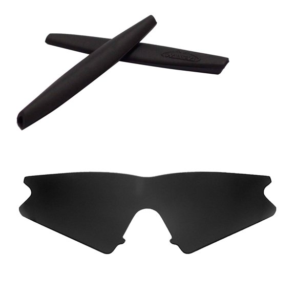 Walleva Black Mr. Shield Polarized Replacement Lenses And Black Earsocks For Oakley M Frame Sweep Sunglasses