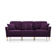 thumbnail image 3 of 3 Pieces Sectional Sofa Set, Modern Velvet Tufted Upholstered Sofa Couch Set with 3 Seater Sofa and 2 Pieces Loveseat 3 Pcs Sectional Couches with 7 Throw Pillows for Living Room Office, Purple, 3 of 7