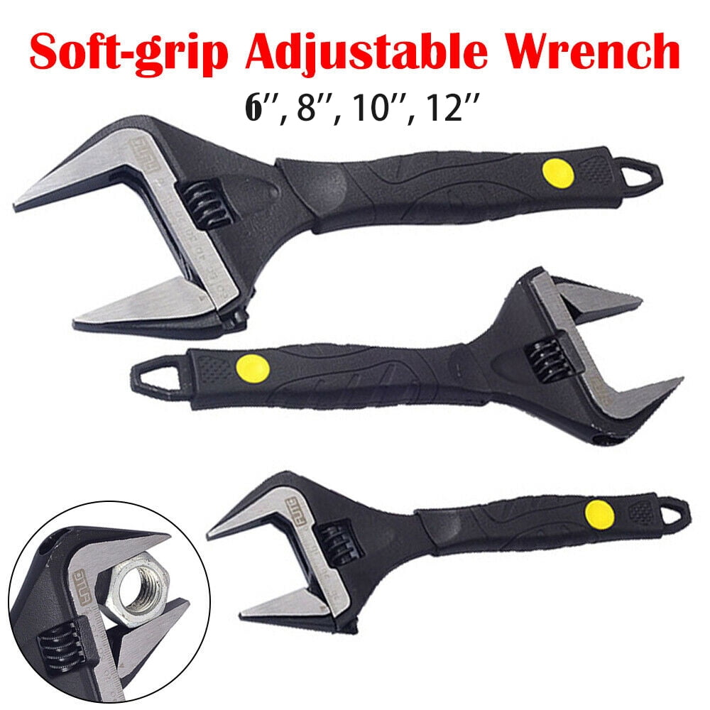 SEIWEI Adjustable Wrench Steel Spanner Wrench Opening Bathroom Nut Key DIY Hand Tool 10" Black