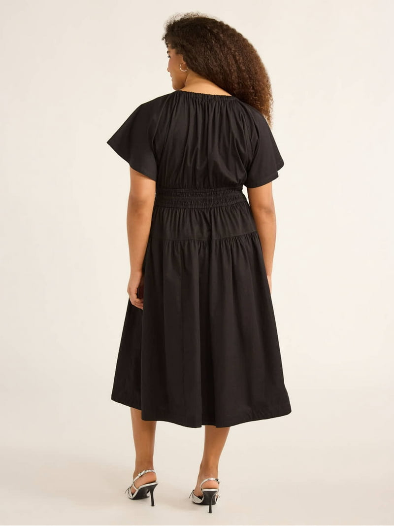 Free Assembly Women's A Line Sundress V Neck Tiered Dress - Walmart.com