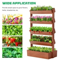 FICISOG 5 Tier Vertical Raised Garden Bed, Wooden Tiered Planter Box, Modern Freestanding Plant Flower Rack, Herb Vegetable Flower Planting Box Shelf for Indoor Patio Balcony