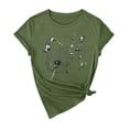 thumbnail image 2 of ZHISHIMINGJUN Women's Trendy Top Black and White Minimalist Dandelion Butterfly Design Ombre Round Neck Short Sleeve Green Tee for Chic Casual Outfits, 2 of 6