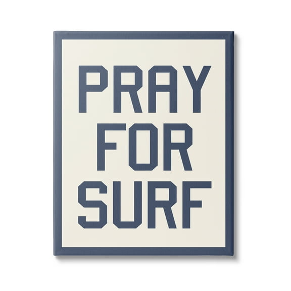 Stupell Industries Pray for Surf Phrase Nature Painting Gallery Wrapped Canvas Print Wall Art, 16 x 20