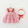 thumbnail image 6 of SDJMa Baby Girls Dress Infant Checkered Love Printed Bowknot Dresses With Hat Toddler Sleeveless Sundress, 6 of 9