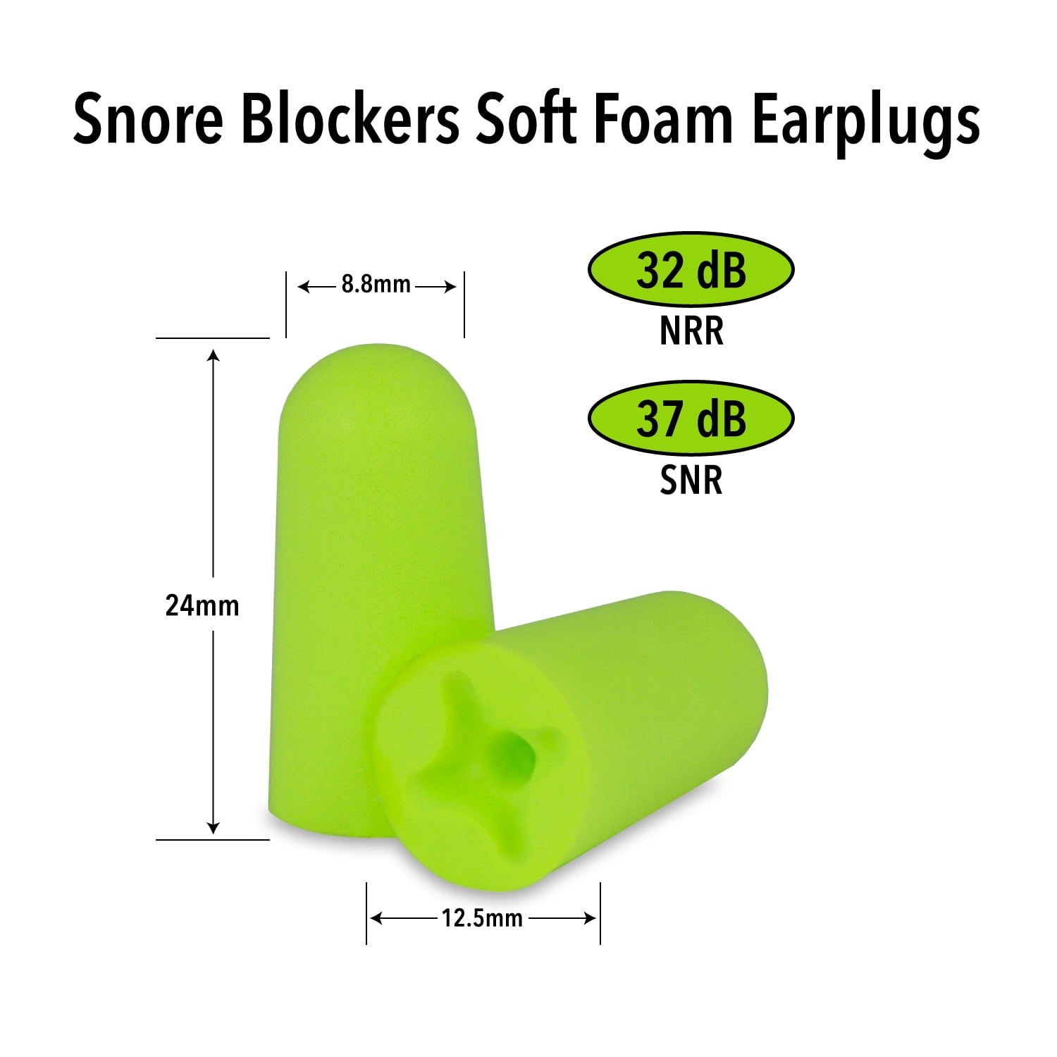 Mack's Snore Blockers Soft Foam Earplugs, 100 Pair Tub – Individually Wrapped – 32 dB High NRR – Comfortable Ear Plugs for Sleeping, Snoring, Loud Noise and Travel