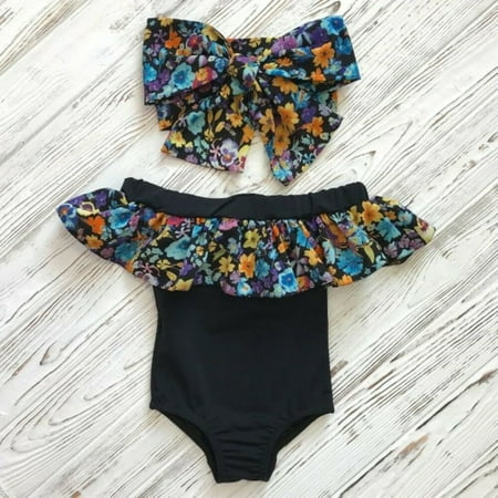 2PCS Summer Kids Baby Girl Flower Bikini Set Swimwear Swimsuit Swimming Costume Bathing Suit