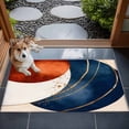 thumbnail image 4 of 2x3 Door Mat Rug, Navy Blue Burnt Orange Non-Skid Rubber Backing Large Rectangle Rugs - Living Room Bedroom Home Office, Modern Boho Art Geometric Indoor Floor Mat Carpets Washable Rug, 4 of 9