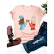 thumbnail image 1 of Camiseta de manga corta para mujer, ropa con estampado de árbol de gato encantador, camisetas gráficas básicas de moda de Año Nuevo, 1 of 5