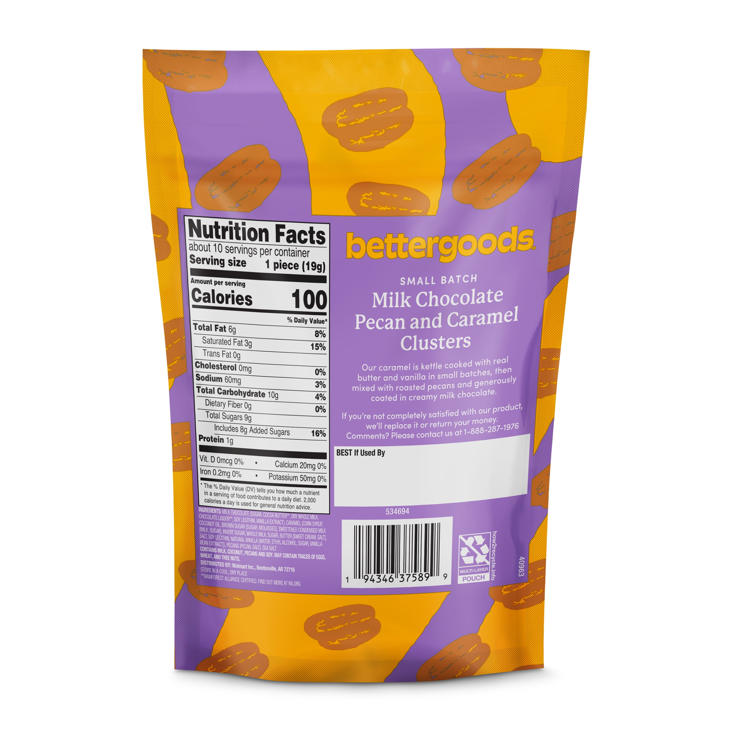 bettergoods Small Batch Milk Chocolate Pecan Caramel Nut Clusters, 6.6 oz Bag
