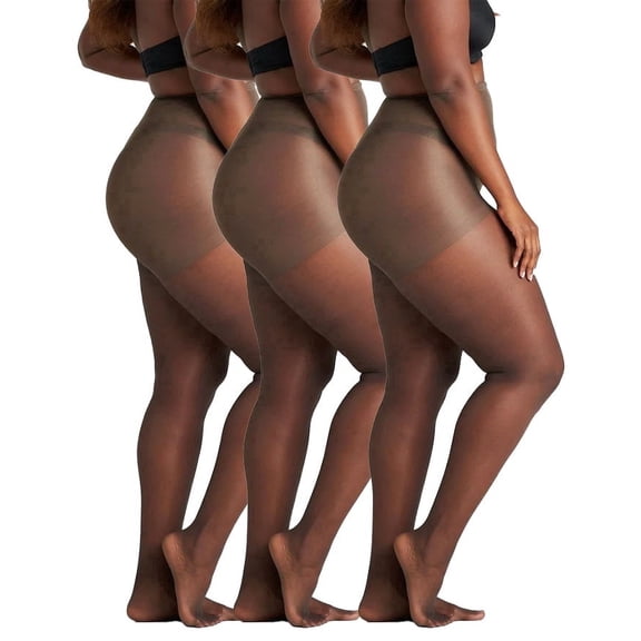 On the Go Women's Day Sheer Pantyhose (3 Pair Pack, Off Black, Size L - Previously Q)