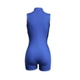 thumbnail image 5 of Gzhioc Women Sleeveless Short Bodysuit, Solid Color Ribbed Front Half Zipper Slim Fit Jumpsuit Clubwear,S/M/L/XL/XXL, 5 of 6