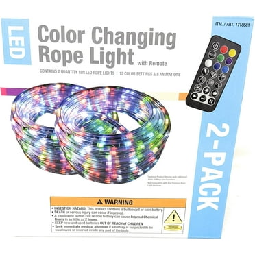 LED Color Changing Rope Light with Remote 18ft Rope Lights (2-Pack)