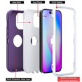 thumbnail image 6 of NIFFPD iPhone 14 Pro Max Case Military Grade Heavy Duty Protection 3 in 1 Shockproof Armor Rugged Durable Detachable for iPhone 14 Pro Max 6.7 inch 2022 Phone - Purple+White, 6 of 6