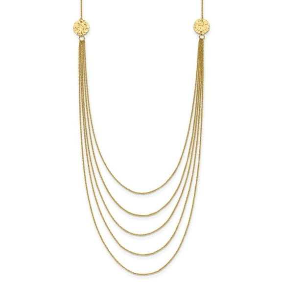 14k Yellow Gold 5 Strand Necklace Fine Jewelry For Women Gifts For Her, 18"