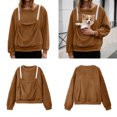 thumbnail image 4 of Womens Big Pouch Hoodie Pullover Dog Carrier Hoodie Casual Long Sleeve Oversized Pocket Pullover Shirt for Women Winter Clothes, 4 of 5
