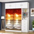 thumbnail image 5 of StyleP 95x215cm Etiqueta de Puerta 3D Bodega Foto Mural Trompe l'oeil Calcomanías de Pared PVC Papel Pintado Impermeable para Dormitorio Baño Cocina Decoración Pegatinas de Puerta BRI Rojo Verde, 5 of 5