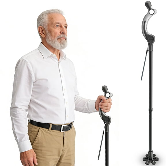 REHAND Upright Posture Walking Cane,Self Standing Cane for Walking,Folding,Adjustable