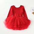 thumbnail image 4 of Wdgfv Girls Ballet Tutu Dress Long Sleeve Chiffon Performance Dance Outfit Elastic Waistband Spring Summer Recital Ballerina Ages 3 10 Years Red 3-4 Years, 4 of 8
