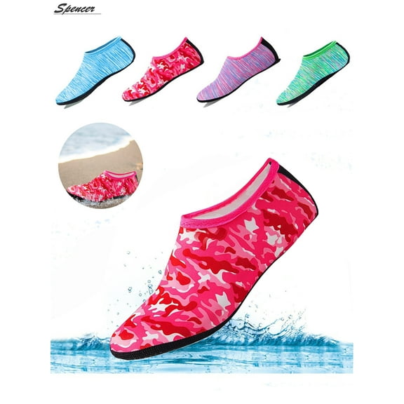Spencer Men Women Quick-Dry Flexible Barefoot Water Skin Sports Shoes Slip-on Aqua Beach Socks For Swim Surfing Snorkeling Yoga Exercise "S,Camouflage Red"