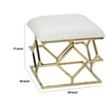 thumbnail image 5 of Leatherette Ottoman with Geometric Metal Base, White and Gold, 5 of 5
