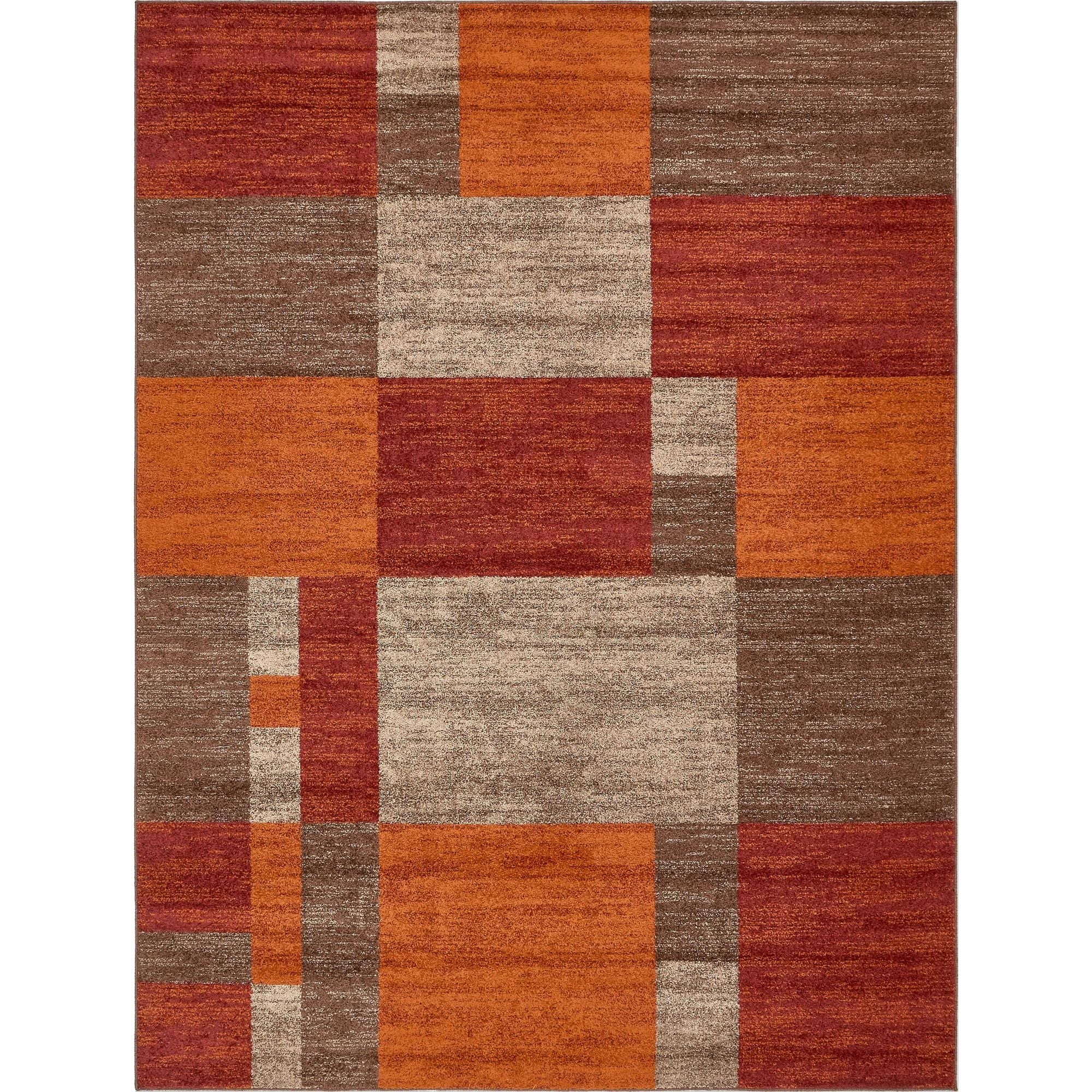 Unique Loom Autumn Geometric Traditional Area Rugs, Red