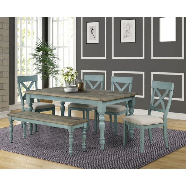 Prato 6 Piece Dining Table Set With, Dining Room Table With Chairs And Bench Back